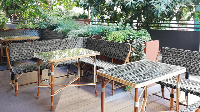 Rattan benches made of natural rattan