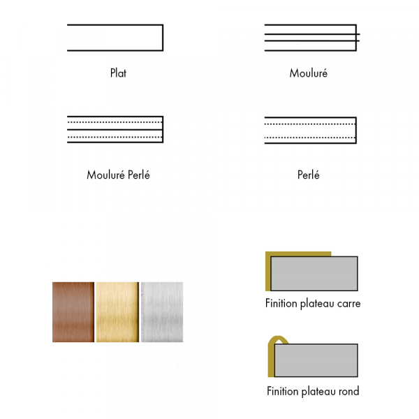 Cristalline table top  Ringed Brass, stainless steel or copper