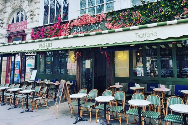 An italian restaurant with a flowery terrace A terrace in the colours of nature