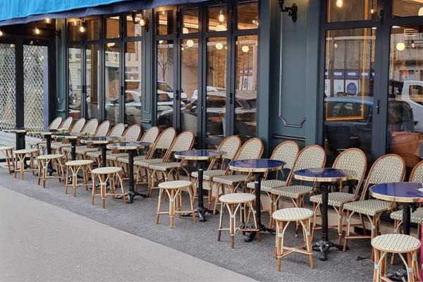 Terrace of a bar-brasserie in the 15th arrondissement of Paris  Warm atmosphere for this street terrace