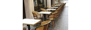 a typically decorated café in nantes A pretty cobbled street terrace