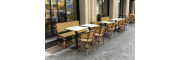 a typically decorated café in nantes A pretty cobbled street terrace