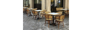 a typically decorated café in nantes A pretty cobbled street terrace