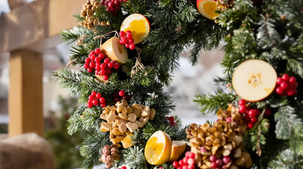 Jardin : suspendez cette couronne DIY faite avec des restes et les oiseaux accourront tout l’hiver