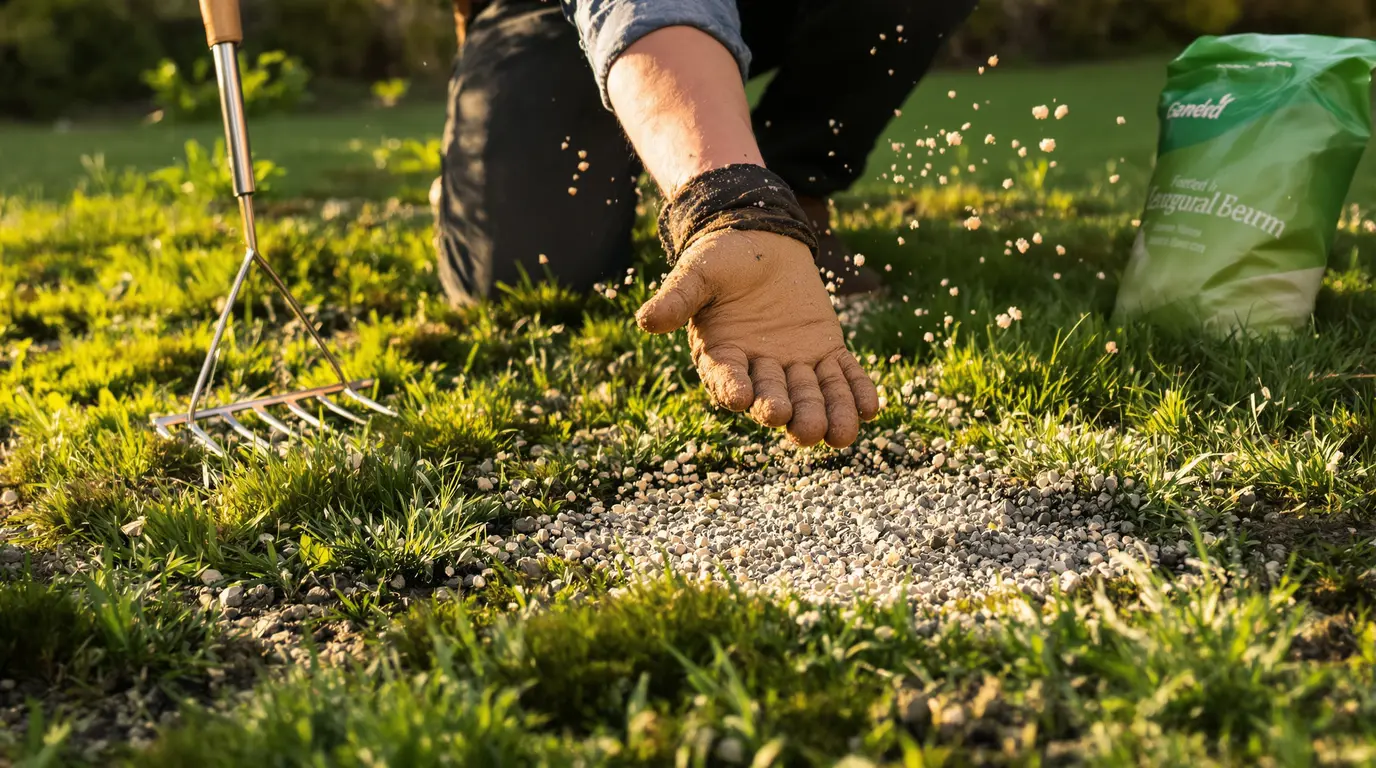 Avant de tondre en avril, j’ajoute ceci au sol pour une pelouse épaisse, sans mousse et favorable aux abeilles Avant de tondre en avril, j’ajoute ceci au sol pour une pelouse épaisse, sans mousse et favorable aux abeilles