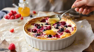 Entre flan et clafoutis, ce gâteau sans beurre ni sucre raffiné révèle une recette légère et gourmande