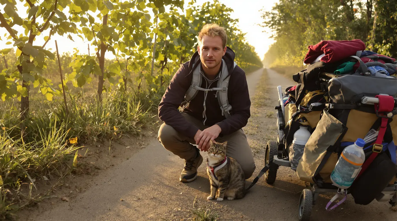 Cette chatte accompagne son maître à pied jusqu’à Strasbourg et l’aide à sortir de la dépression Cette chatte accompagne son maître à pied jusqu’à Strasbourg et l’aide à sortir de la dépression