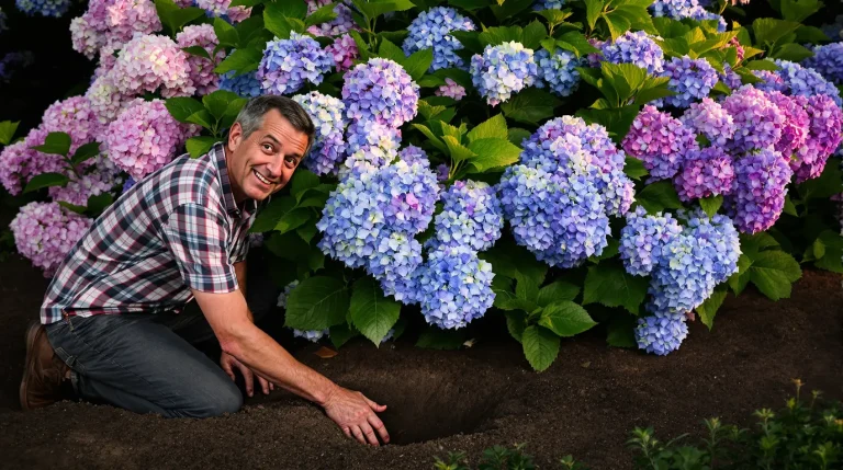 Ils plantaient un vieux clou rouillé au pied des hortensias : j’ai compris pourquoi en voyant mes fleurs