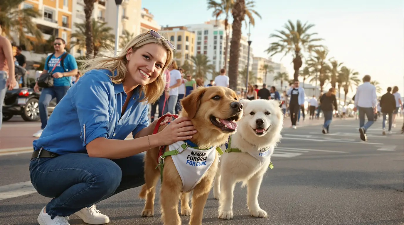 Maria Chiara de Bourbon des Deux-Siciles en promenade avec ses chiens pour le bien-être animal à Nice Maria Chiara de Bourbon des Deux-Siciles en promenade avec ses chiens pour le bien-être animal à Nice